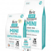 Пълноценна суха храна Brit Care Mini Light & Sterilised за кастрирани кучета или кучета с наднормено тегло